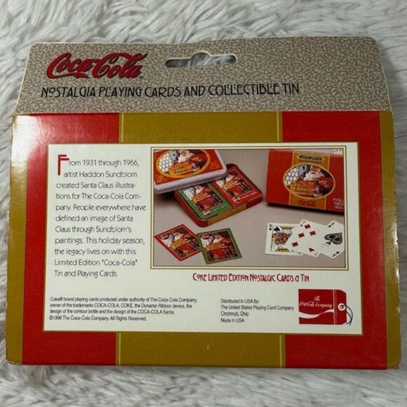Vintage Coca-Cola Boxed Santa 'For Sparkling Holidays' Tin 2 Decks Playing Cards - Picture 10 of 14